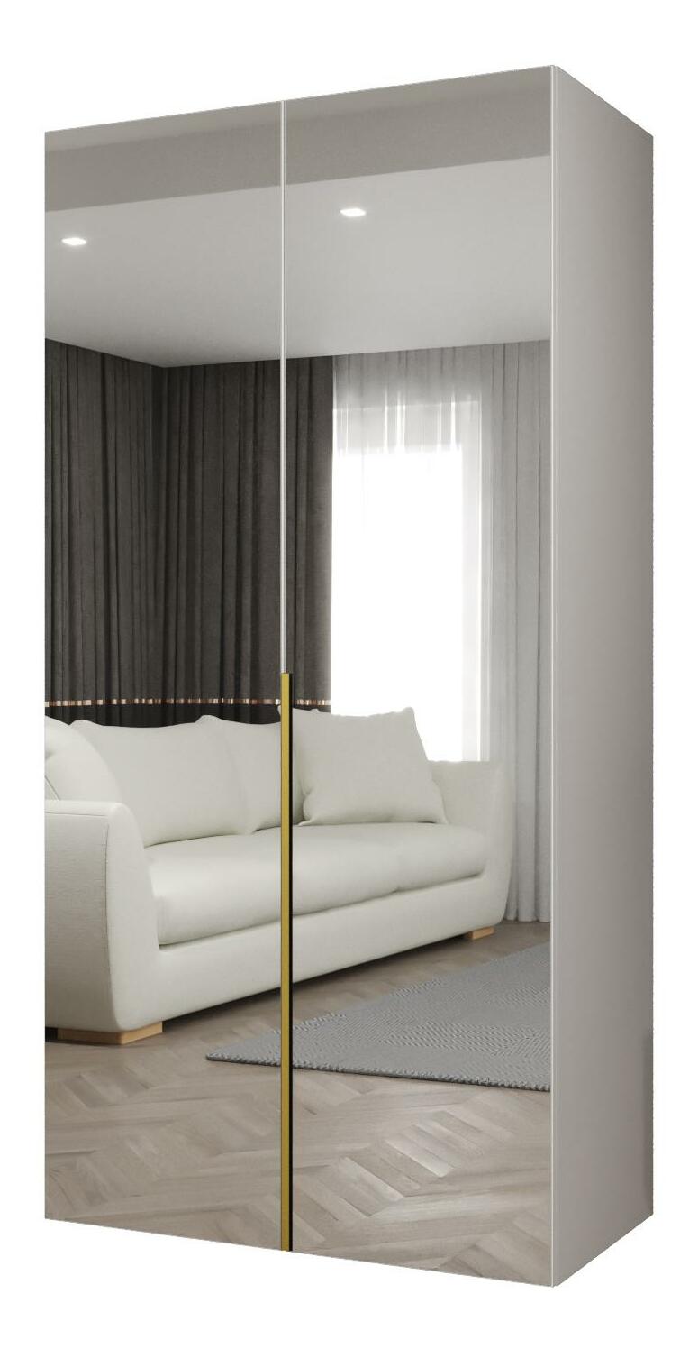 Dulap de haine 100 cm Alice 3 (alb + Auriu)