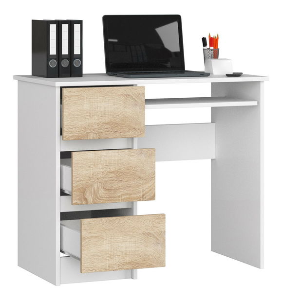 PC stolík Benicio (biela + dub sonoma) (L)