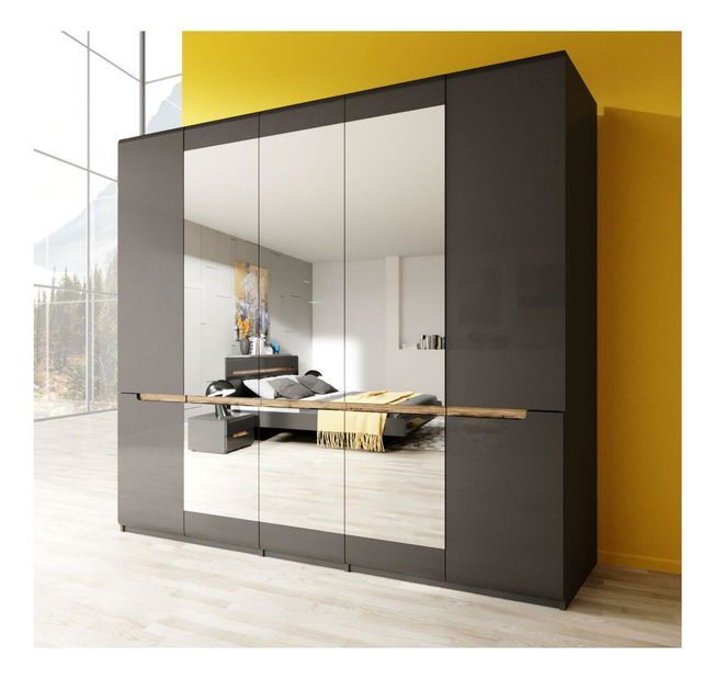 Ruhásszekrény Hayle Typ 21 (szürke + magasfényű szürke)