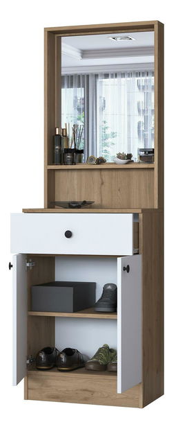 Mobilier hol Pixie 6 (nuc + alb) (cu oglindă)