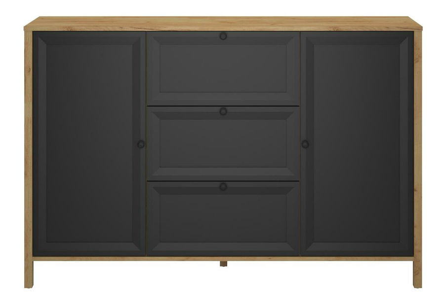 Komoda Bruselas 2 (hrast craft zlatni + crna) 