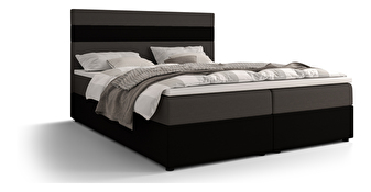 Pat matrimonial Boxspring 160 cm Locos (gri + negru) ( cu saltea și sp. depozitare)