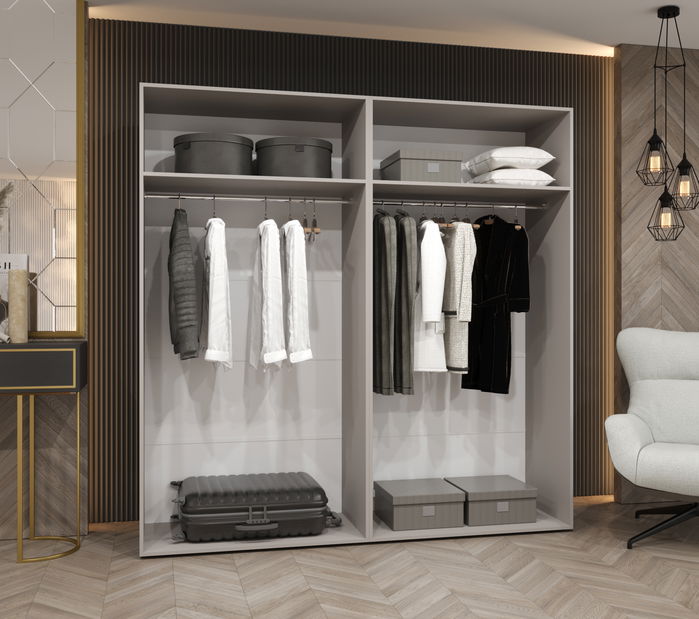 Šatníková skriňa Alaris 2 200 (čierna) (so zrkadlom)