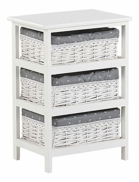 Komoda ZORIOLA (biela + sivá) (tri koše)