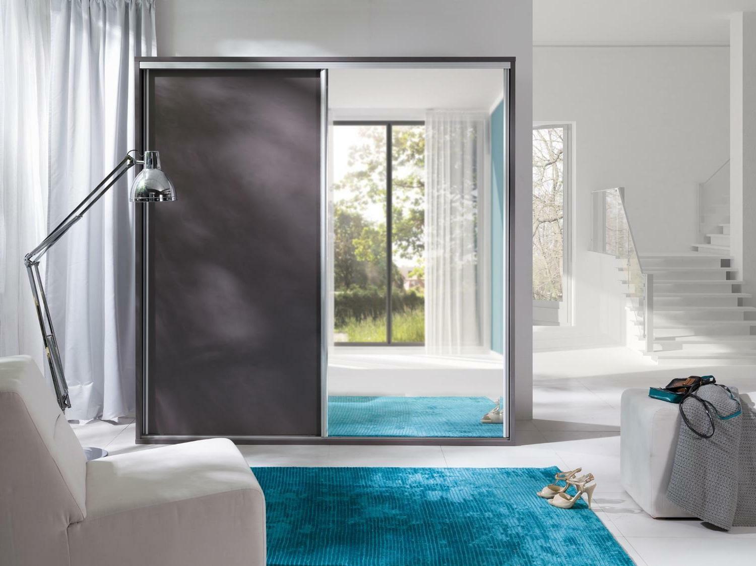 Dulap de haine cu uși glisante Irlam Z19 (alb) (cu oglindă)