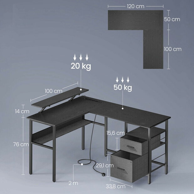 PC stôl Picky (čierna)