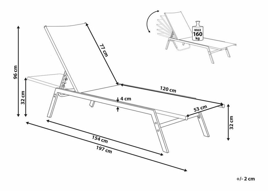 Zahradné lehátko NESS (textil) (modrá)