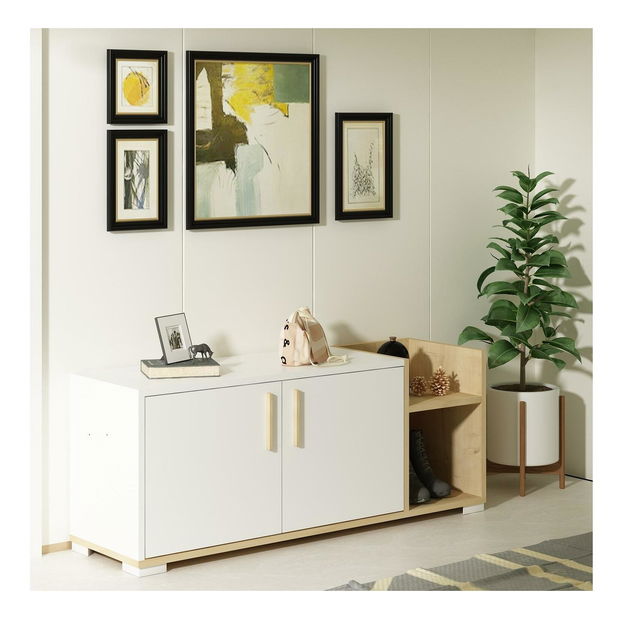 Cipőtároló (cipősszekrény) Kupuba (zafír tölgy + fehér)