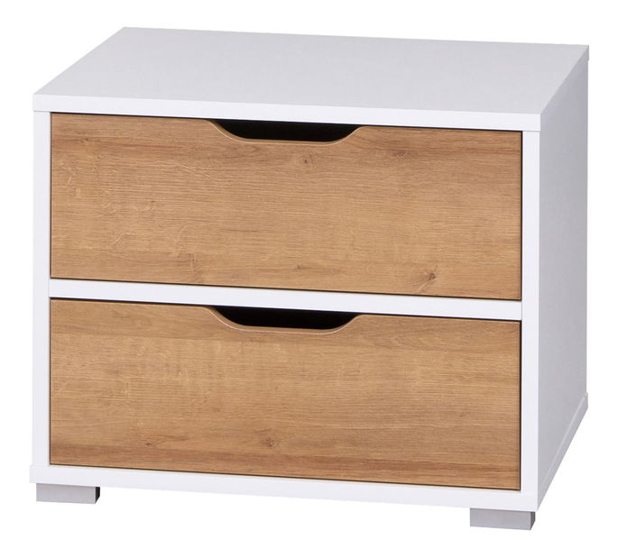 Nočný stolík Iweta NS (biela matná + dub zlatý)