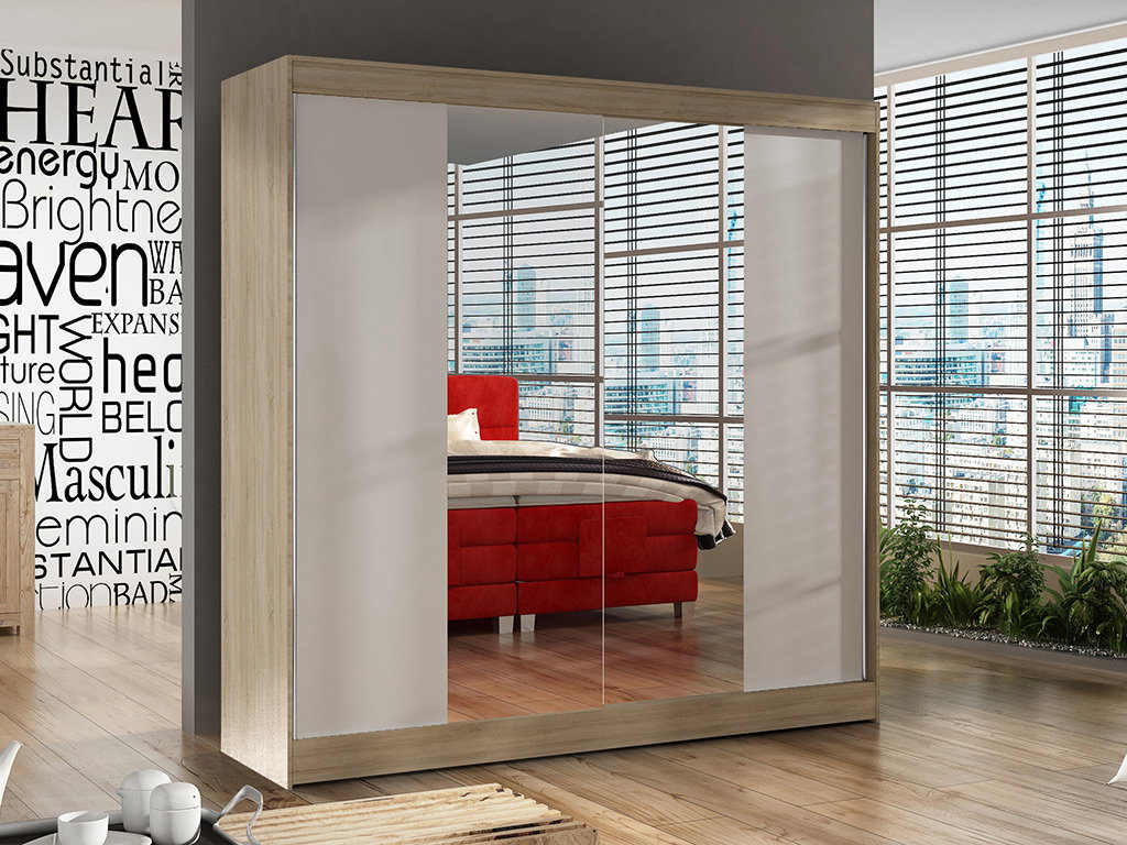 Šatníková skriňa Birdie 2 (dub sonoma + biela)