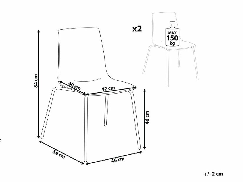 Set 2 buc scaune de sufragerie Sanson (transparent) 