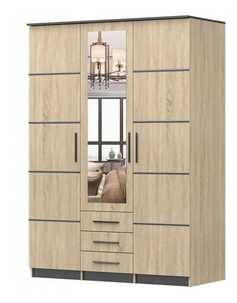 Dulap de haine Sabine 3DI (stejar sonoma + negru)