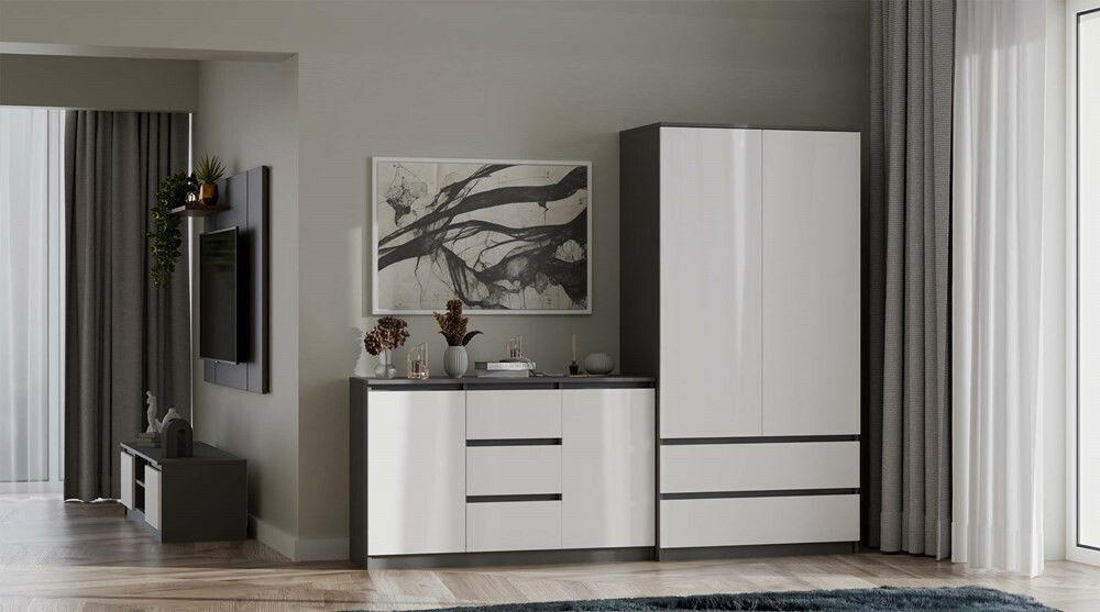 Komoda Musecalo 11 (antracit + biela)