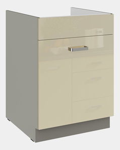Donji kuhinjski ormarić Kelyn 60 ZL 1S BB (korpus: krem sjaj + front: siva)