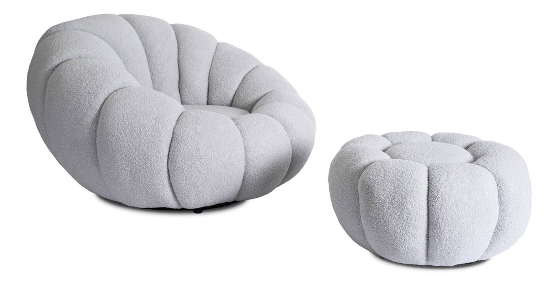 Fotoliu Pague (gri) (cu taburete)