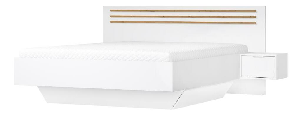 Set postel a 2 ks nočných stolíkov Frens (biela + dub artisan)