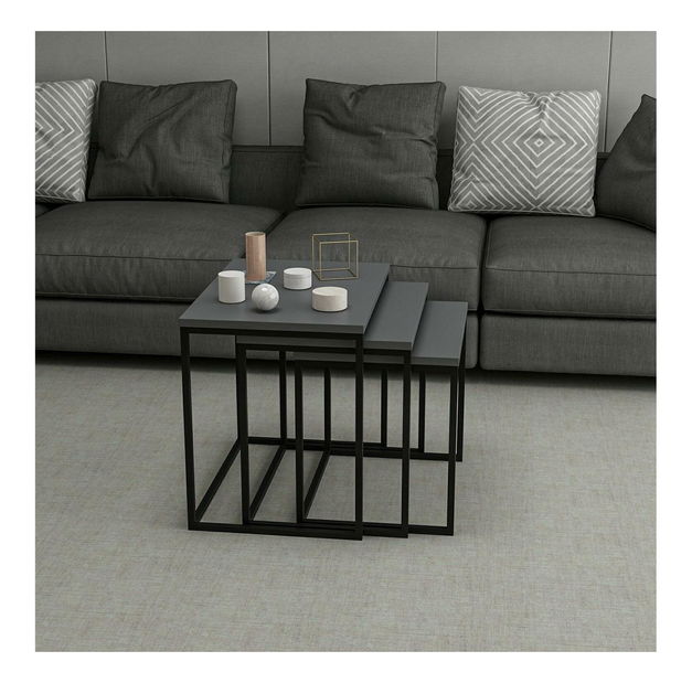 Set 3buc. măsuțe cafea Lokeku 2 (antracit)