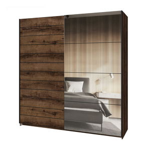 Ormar za garderobu Benson Tip 77 (hrast monastery + crna + ogledalo)  