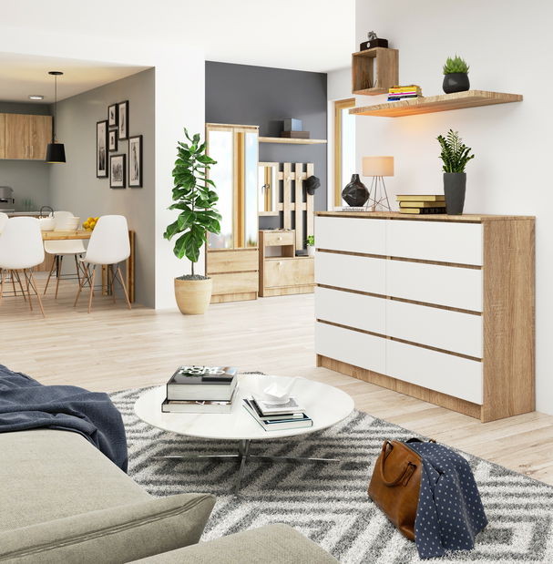 Komoda Keanu III (dub sonoma + biela)