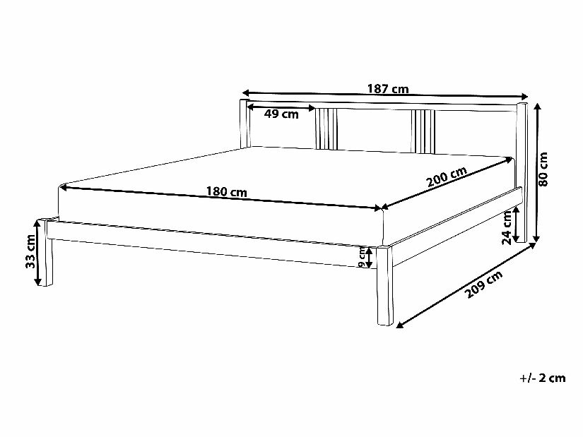 Manželská posteľ 180 cm VALLES (s roštom) (biela) *výpredaj