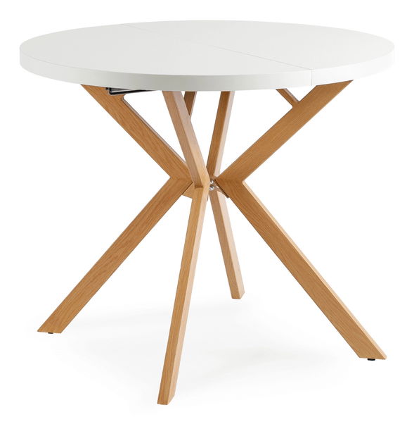 Rozkladací jedálenský stôl Localizado (biela + dub zlatý) (pre 4-6 osôb)