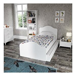 Egyszemélyes ágy 90 cm Sabese 4 (fehér) (ágyráccsal)