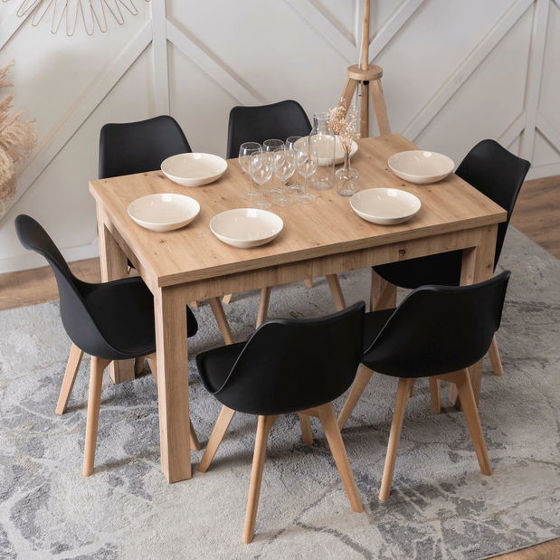 Blagovaonski stol na razvlačenje Seguiremos (hrast artisan) (za 4 do 6 osoba)