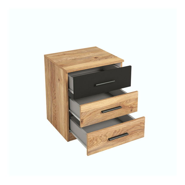 Noptieră Gamma (stejar + negru