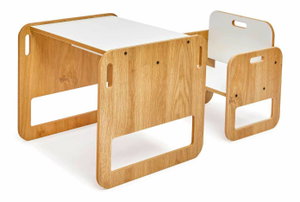 Set detský stolík a stolička Spaxie 1 (biela + naturálna)