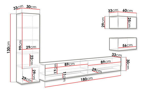 Mobilier living Wilandra (Alb + Alb lucios ) (fără iluminat)