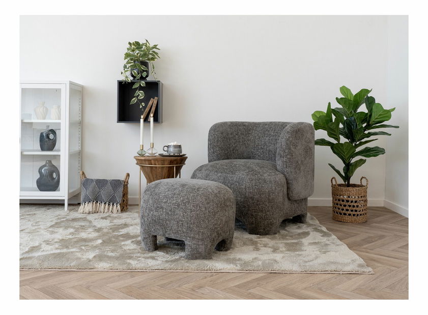 Kreslo s taburetkou Noleria 2 (sivá)