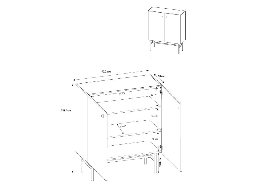 Dulap Desanta 2D (bej + negru)