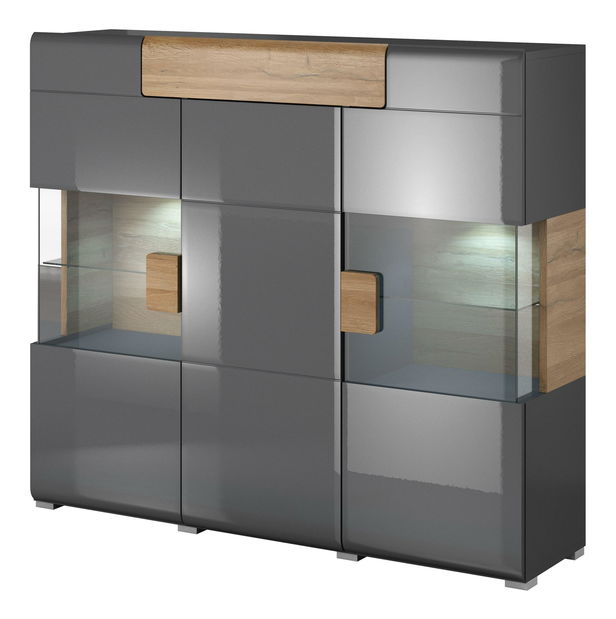 Vitrina Tamie Typ 46 (tamnosiva + hrast)