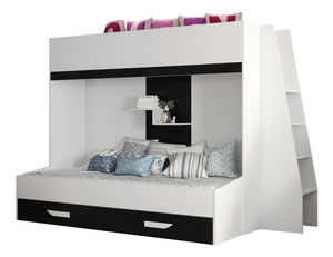 Pat pentru copii combinat 90 cm Puro 17 (alb mat + alb lucios + negru lucios)