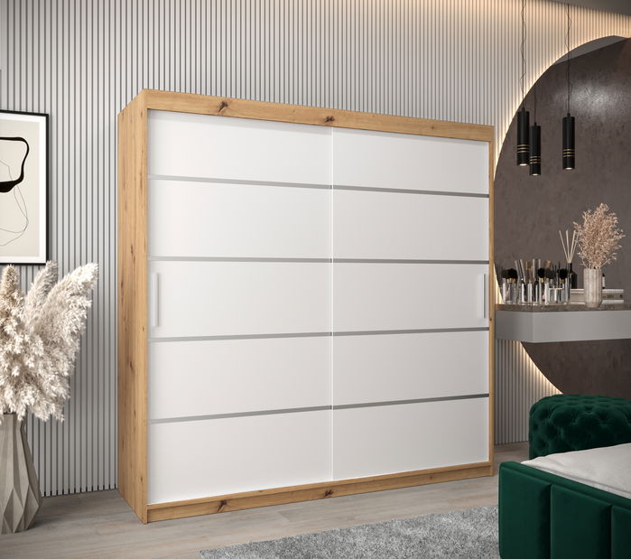 Ormar za garderobu 250 cm Verika 1 250 (hrast artisan + bijela)