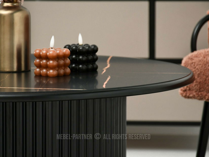 Măsuță cafea Dolfy (marmură negru + negru) *resigilat