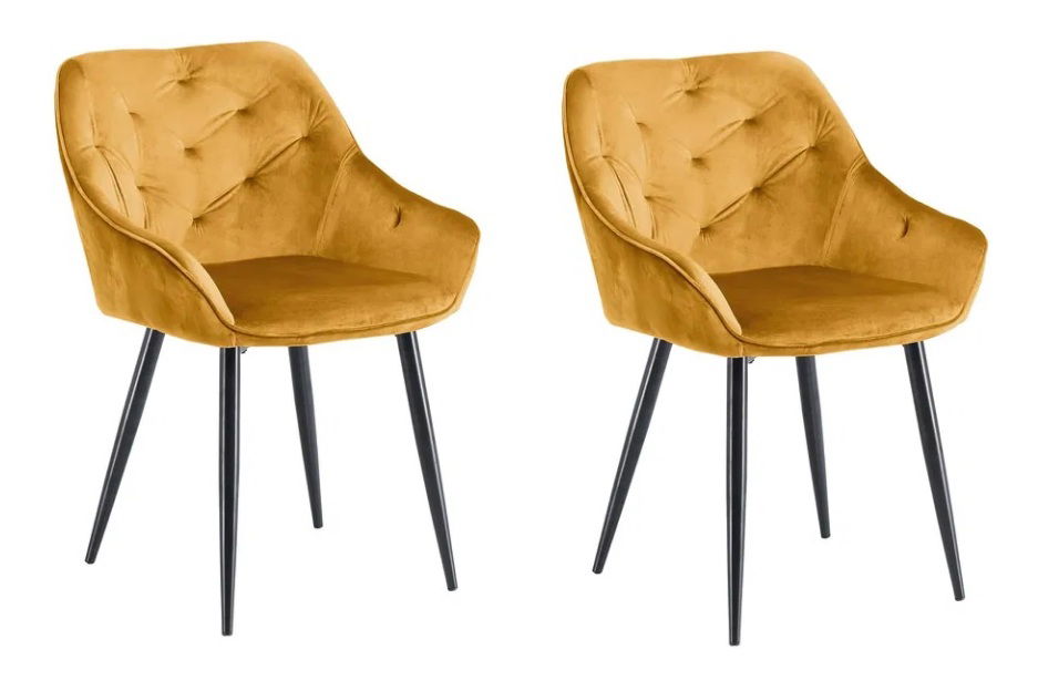 Jedálenska stolička 2 ks Krysta (horčicová + čierna) *výpredaj