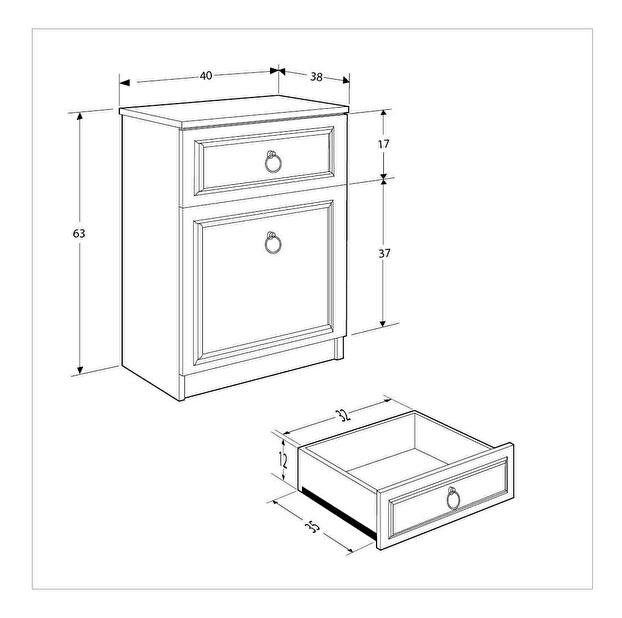 Éjjeliszekrény Konaketta (fehér)