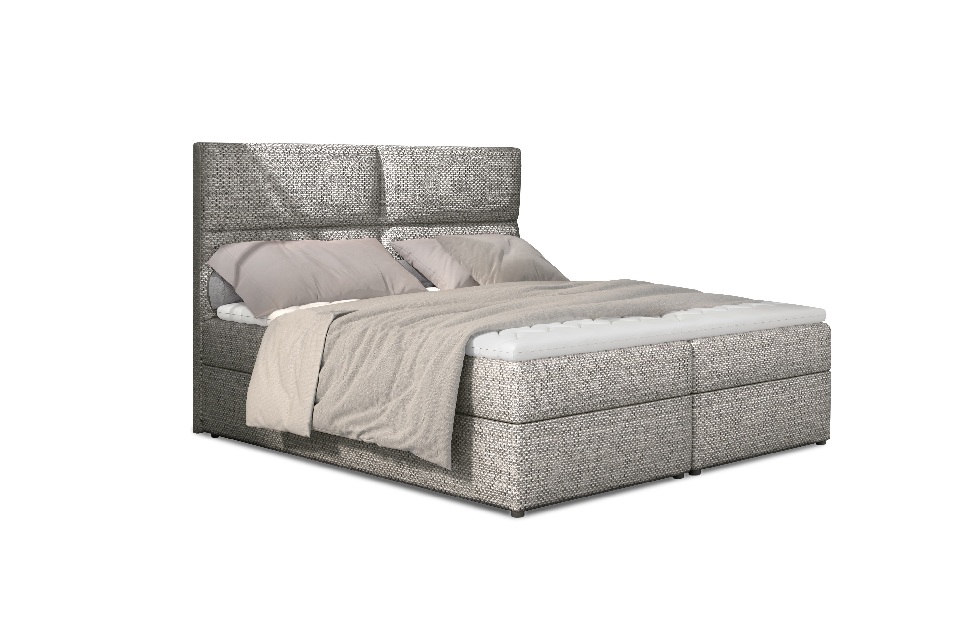 Pat matrimonial Boxspring 165 cm Alyce (gri deschis Berlin 01) (cu saltele)