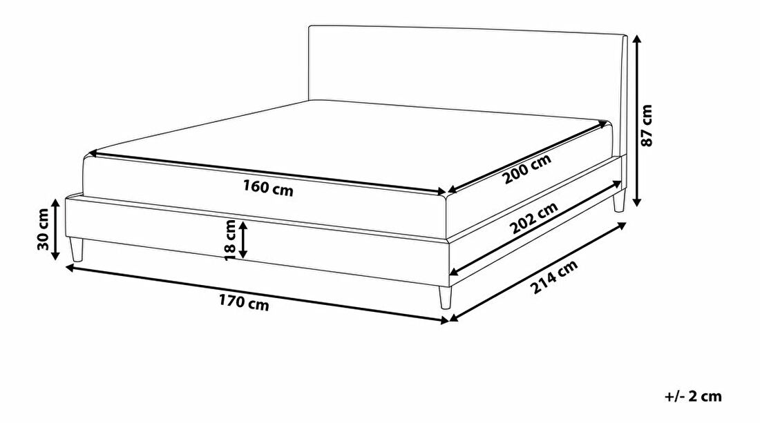 Bračni krevet 160 cm FUTTI (s podnicom i LED rasvjetom) (crna)