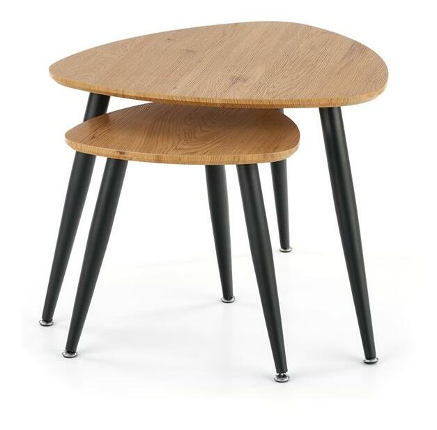 Dohányzóasztal szett Halmar Messi (arany tölgy + fekete)