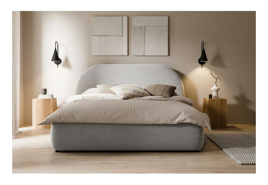 Bračni krevet 160 cm Olivo P (s podnicom) (s prostorom za odlaganje) (siva + crna)