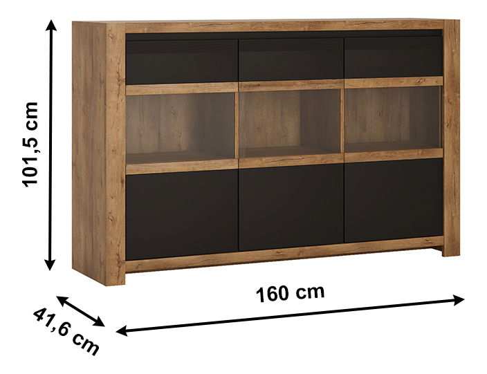 Vitrin Lacetta HAVV03 (sötét lefkas tölgy + fekete)