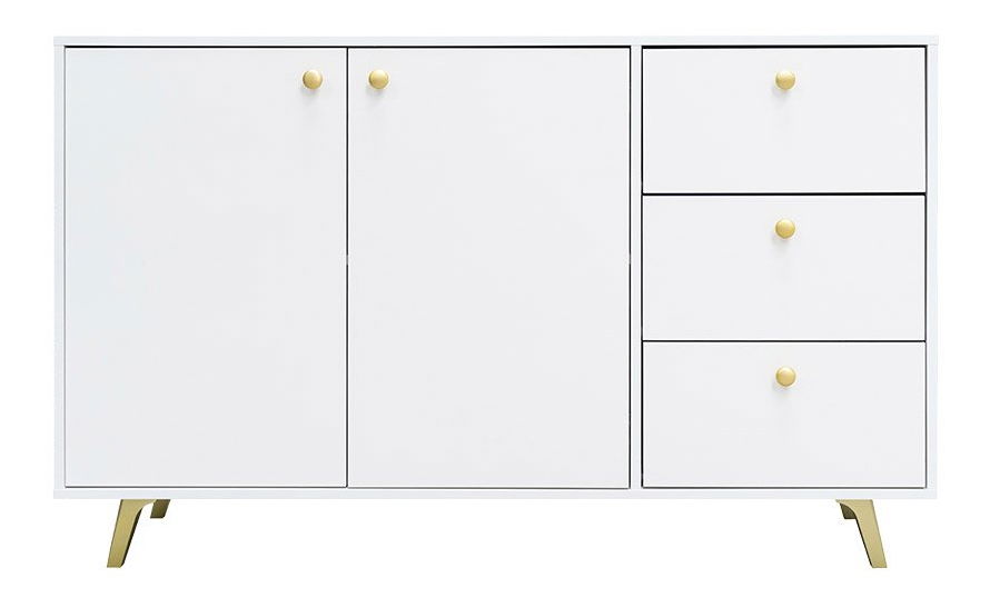 Komoda Astradon 2D3S (biela + zlatá) 