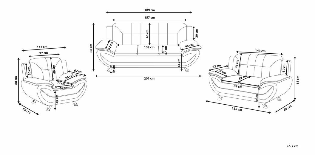 Sedacia súprava 3+2+1 Leiza (biela)