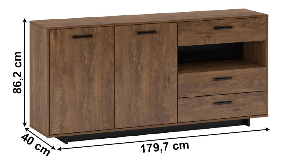 Komoda Diram G (hrast bolzano + crna)