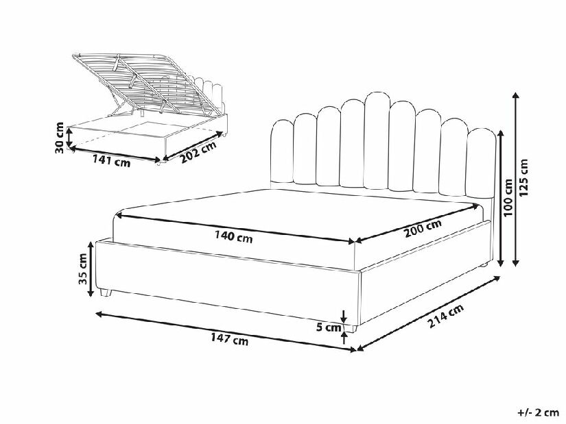 Franciaágy 140 cm Vue (bézs) (ágyráccsal)