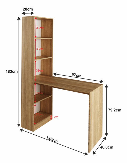 Višenamjenski PC stolić Jazmina (hrast sonoma)