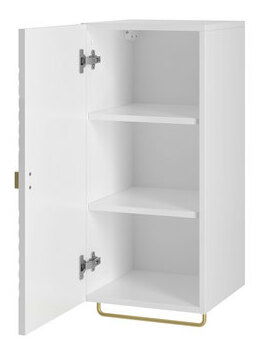 Set mobilier baie Madrealla I (Alb + lucios Alb + auriu) (cu chiuvetă și sifon)