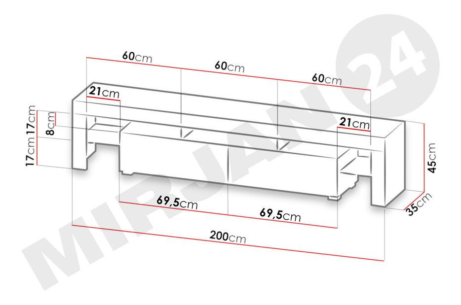 TV ormarić Mirjan Milos (bijela + bijeli sjaj) (plava LED rasvjeta)